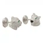 Vintage Cartier Diamond Panther Head Stud Earrings