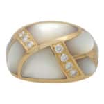 Vintage Mother of Pearl and Diamond Bombe Ring