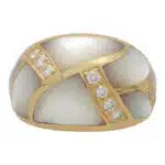 Vintage Mother of Pearl and Diamond Bombe Ring