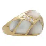 Vintage Mother of Pearl and Diamond Bombe Ring