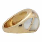 Vintage Mother of Pearl and Diamond Bombe Ring