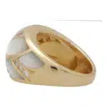 Vintage Mother of Pearl and Diamond Bombe Ring