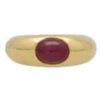 Vintage Cabochon Ruby Gypsy Set Chunky Ring