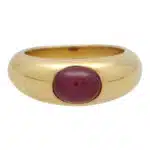 Vintage Cabochon Ruby Gypsy Set Chunky Ring