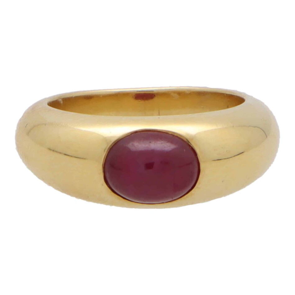 Vintage Cabochon Ruby Gypsy Set Chunky Ring