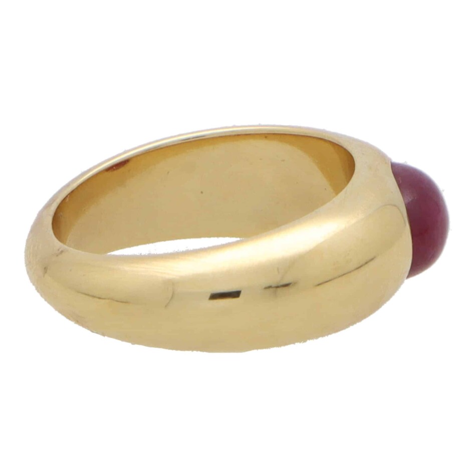 Vintage Cabochon Ruby Gypsy Set Chunky Ring