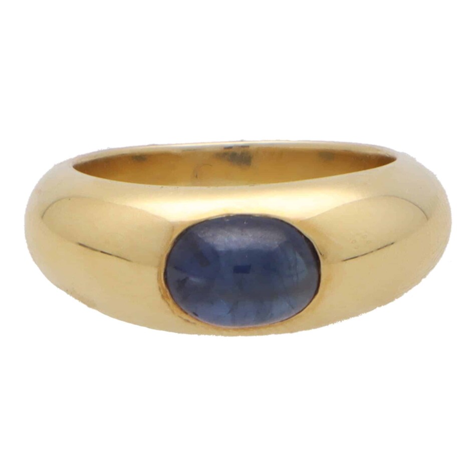 Vintage Cabochon Sapphire Gypsy Set Chunky Ring