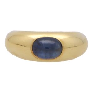 Vintage Cabochon Sapphire Gypsy Set Chunky Ring