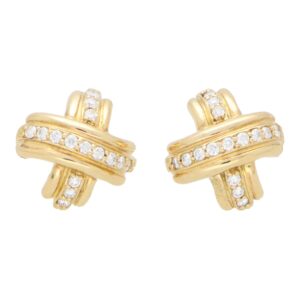 Vintage Tiffany & Co. Signature Diamond Cross Earrings (Large)