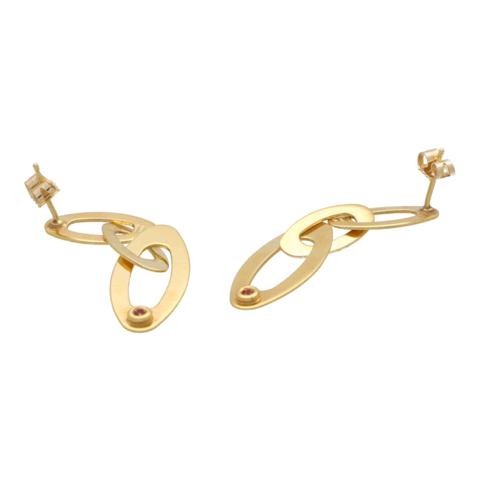 Vintage Italian Gold and Ruby Drop Earrings