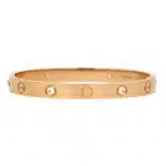 Vintage Cartier Four Diamond Love Bangle in Rose Gold Size 16