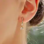 Contemporary Diamond Drop Half Hoop Earrings