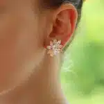 Yellow and White Marquise Cut Diamond Cluster Earrings