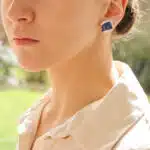 Art Deco Inspired Sapphire and Diamond Wave Earrings