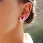 Pear Cut Ruby and Diamond Cluster Earrings