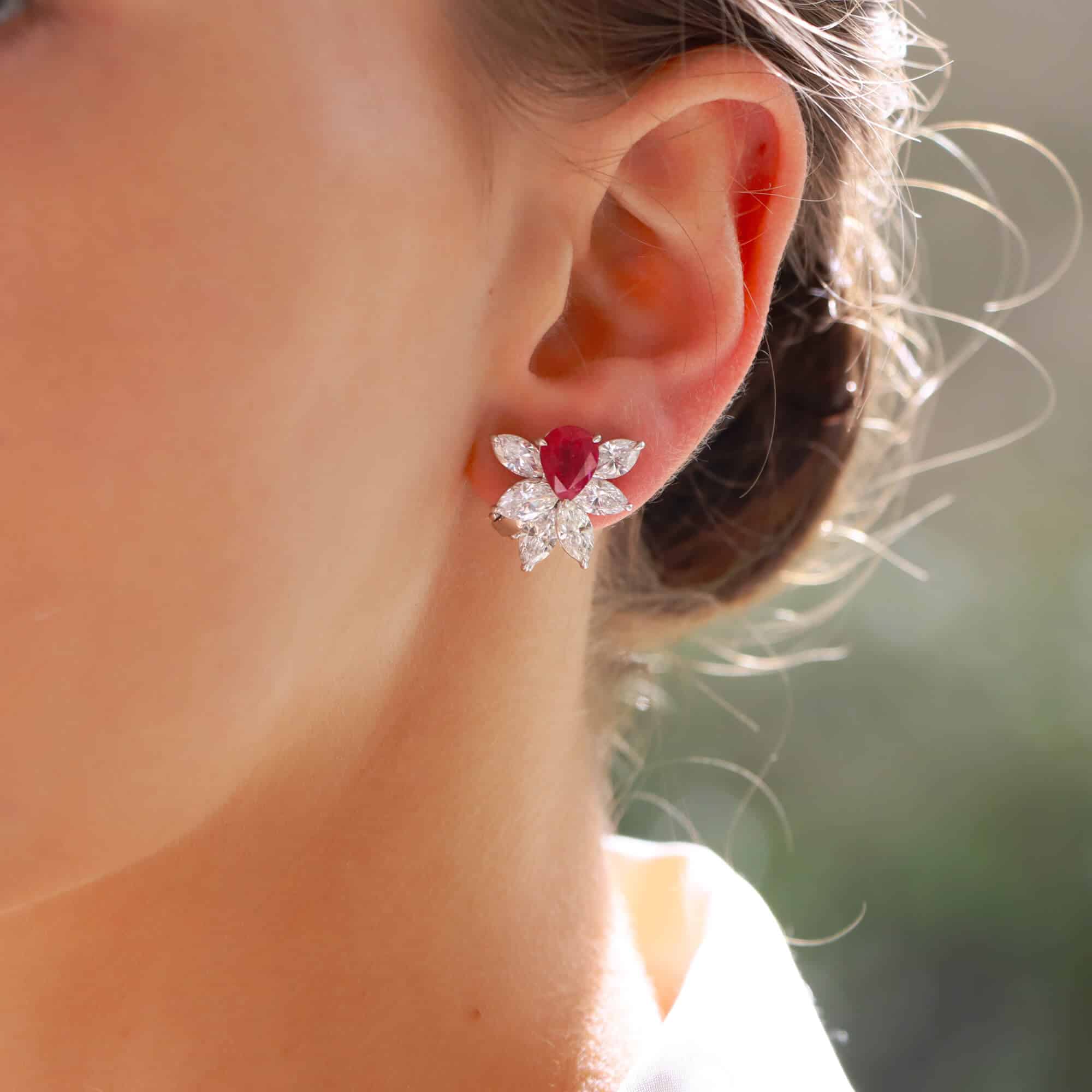 Ruby cluster hotsell earrings