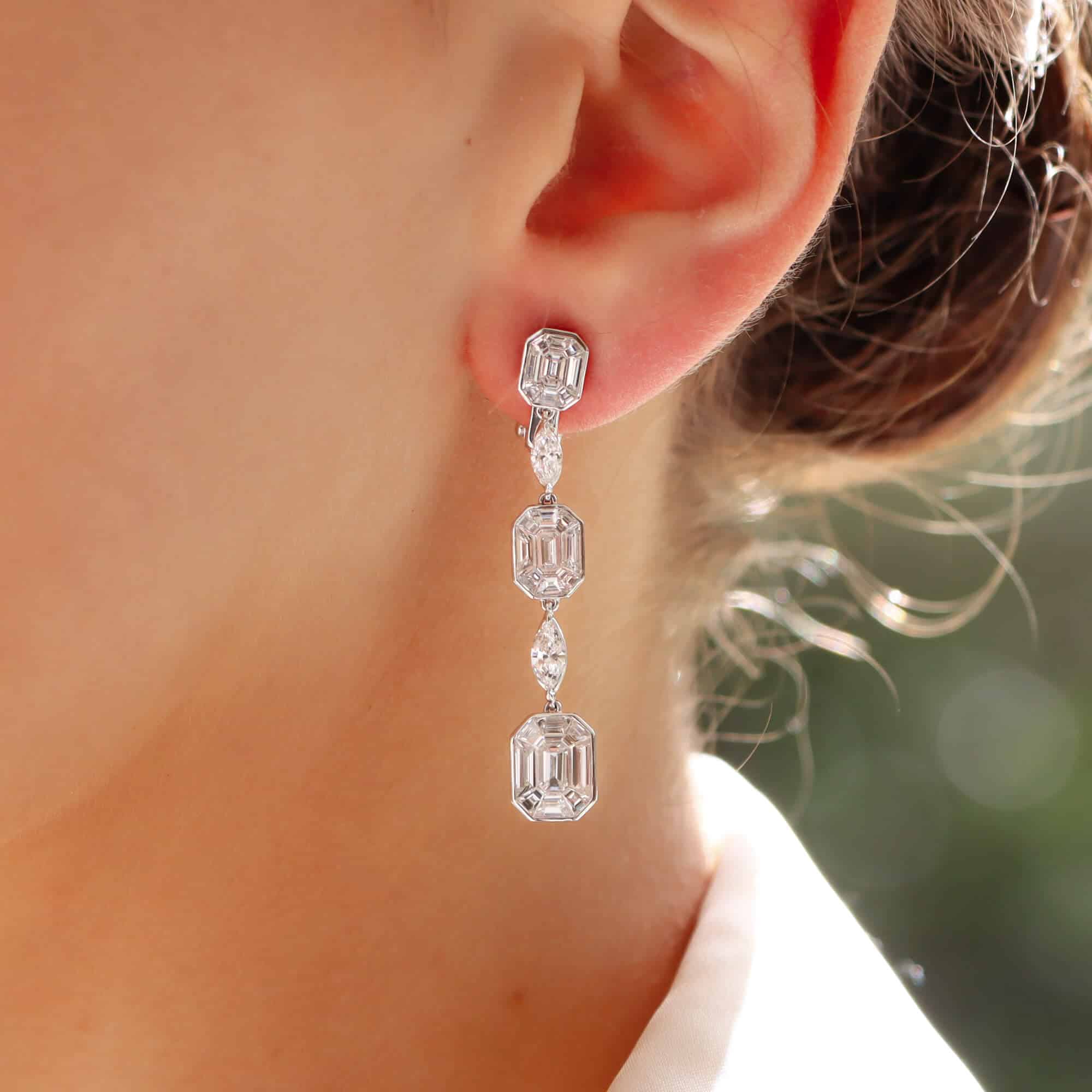 Emerald diamond drop earrings deals