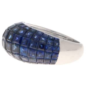 16.69ct Invisibly Set Blue Sapphire Bombe Cocktail Ring