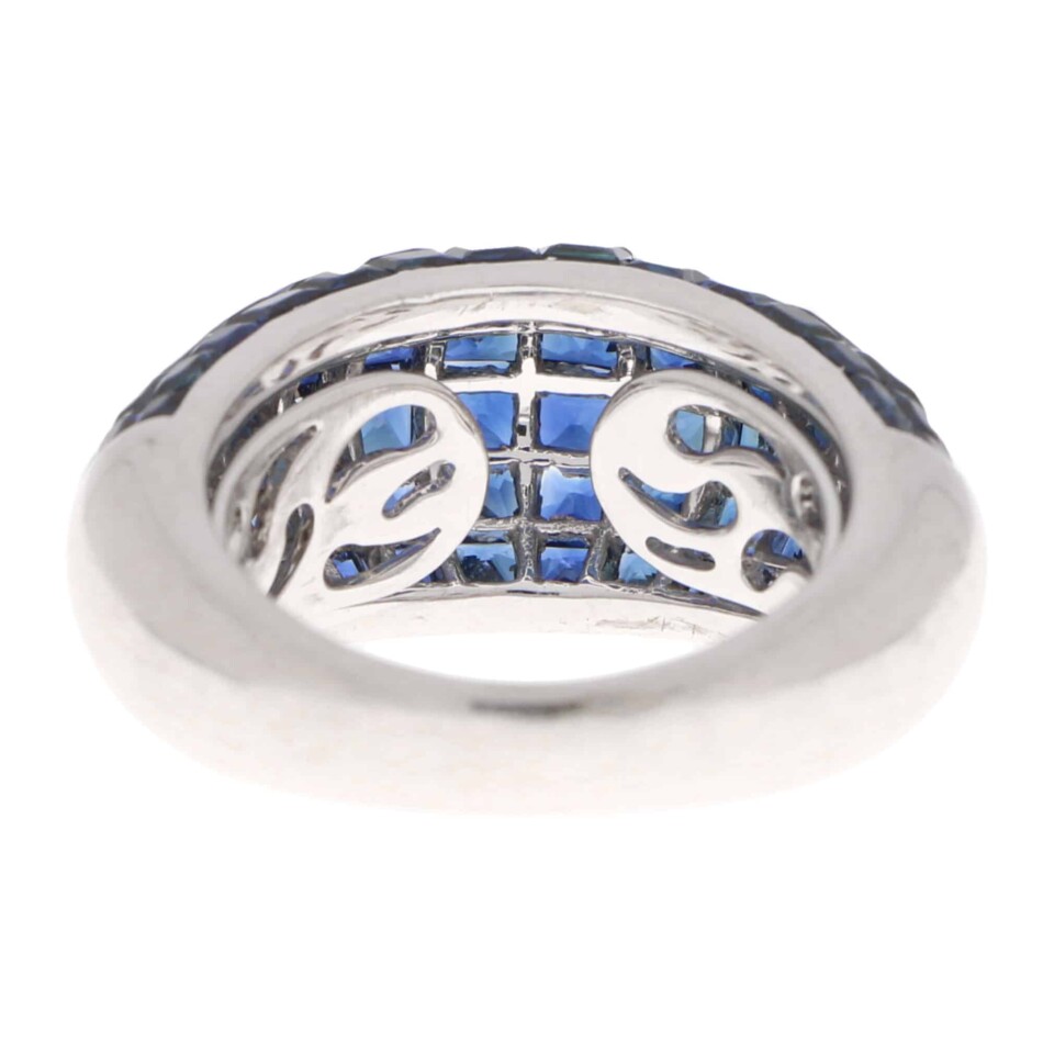 16.69ct Invisibly Set Blue Sapphire Bombe Cocktail Ring