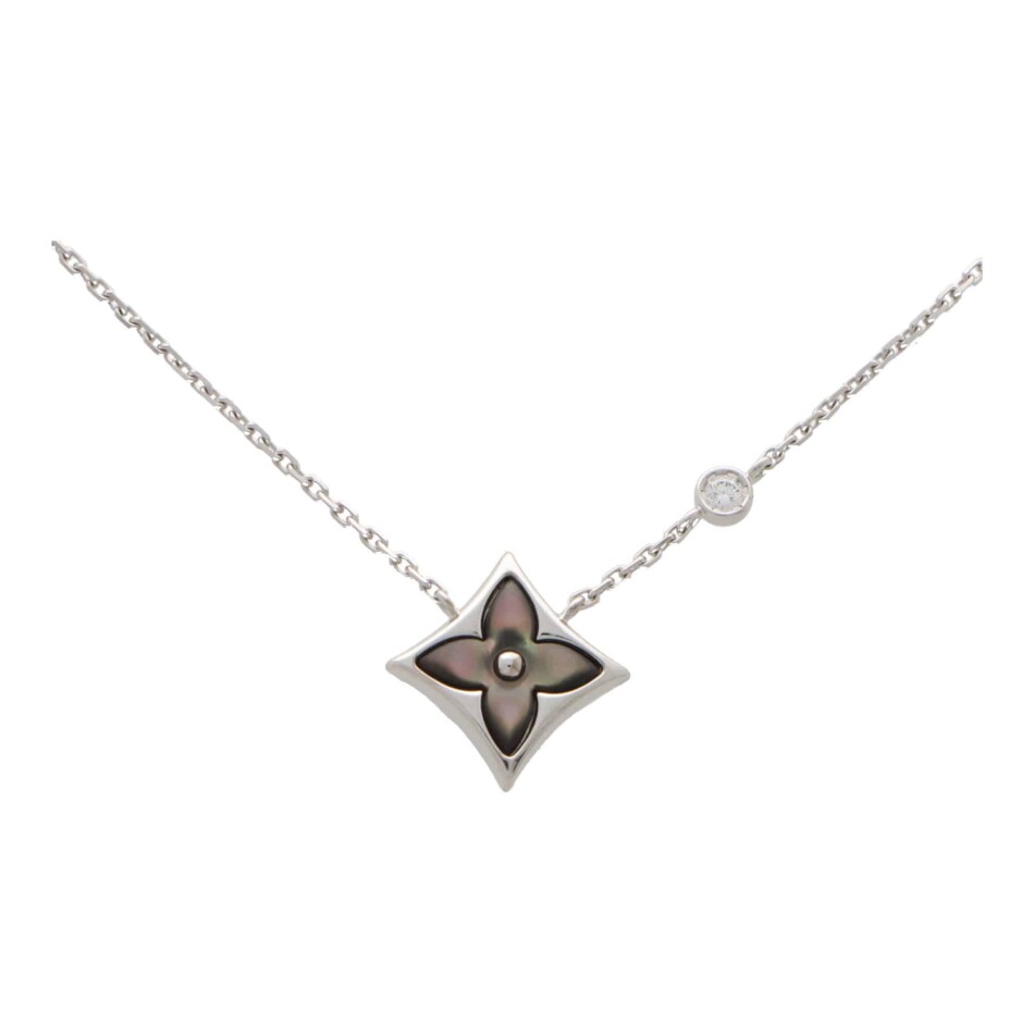 Vintage Louis Vuitton Mother of Pearl and Diamond Necklace