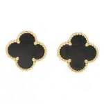 Vintage Van Cleef & Arpels Onyx Alhambra Earrings