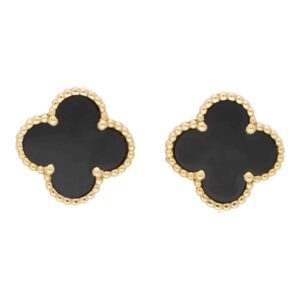 Vintage Van Cleef & Arpels Onyx Alhambra Earrings