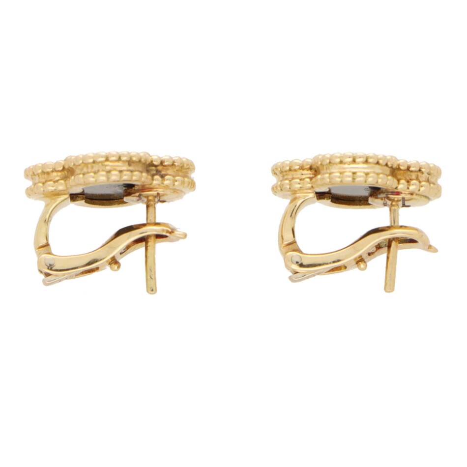 Vintage Van Cleef & Arpels Onyx Alhambra Earrings