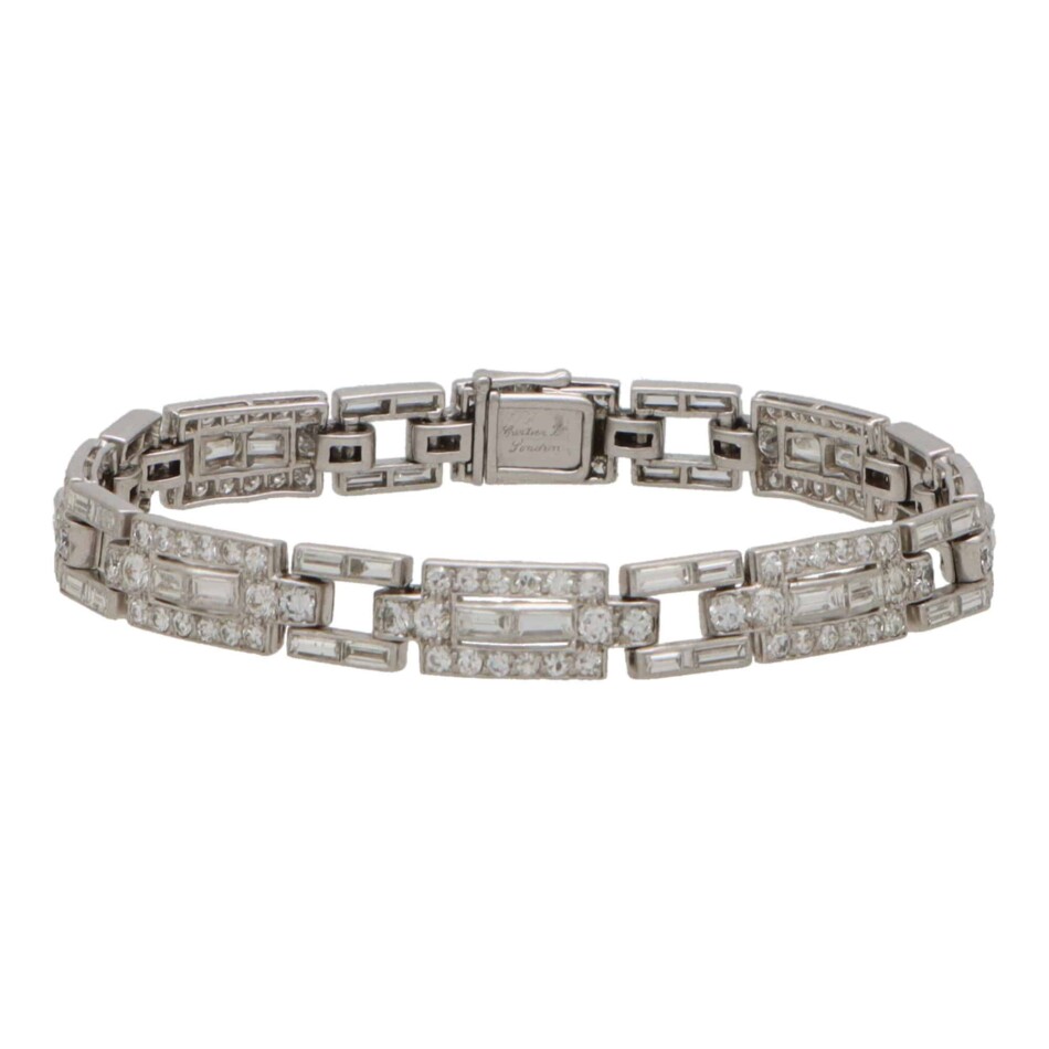 Vintage Art Deco Cartier Diamond Panel Link Bracelet