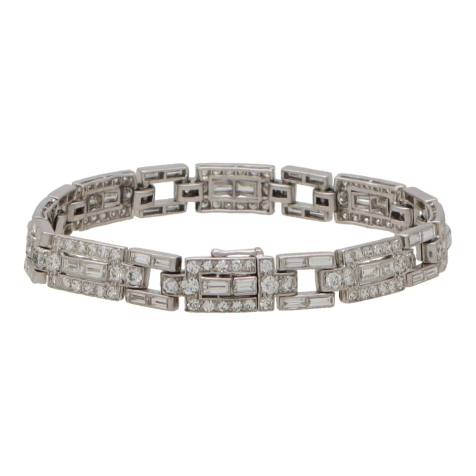 Vintage Art Deco Cartier Diamond Panel Link Bracelet