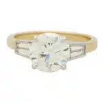 Certified Vintage Round and Tapered Baguette Ring