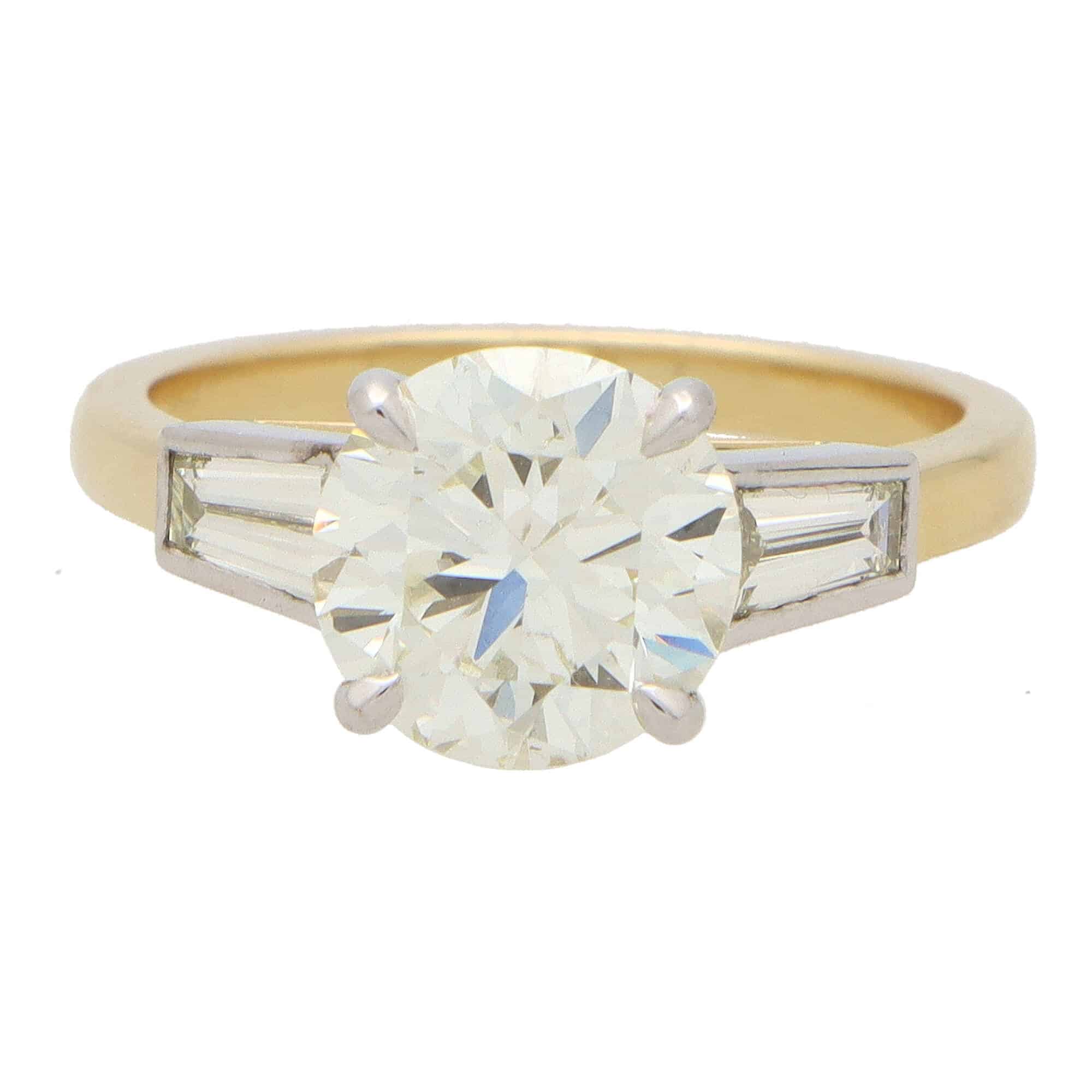 Certified Vintage Round and Tapered Baguette Ring at Susannah Lovis  Jewellers