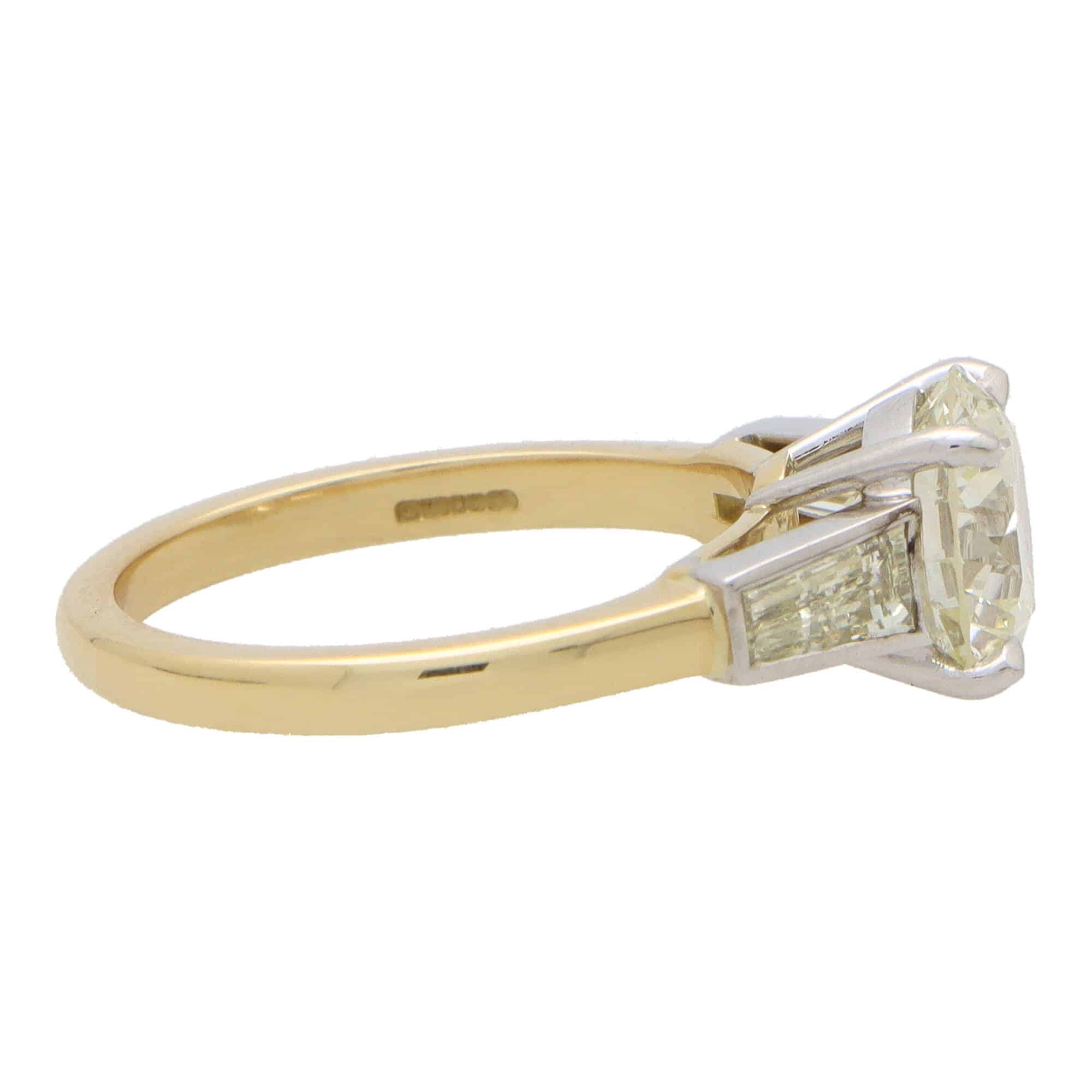 Certified Vintage Round and Tapered Baguette Ring at Susannah Lovis  Jewellers