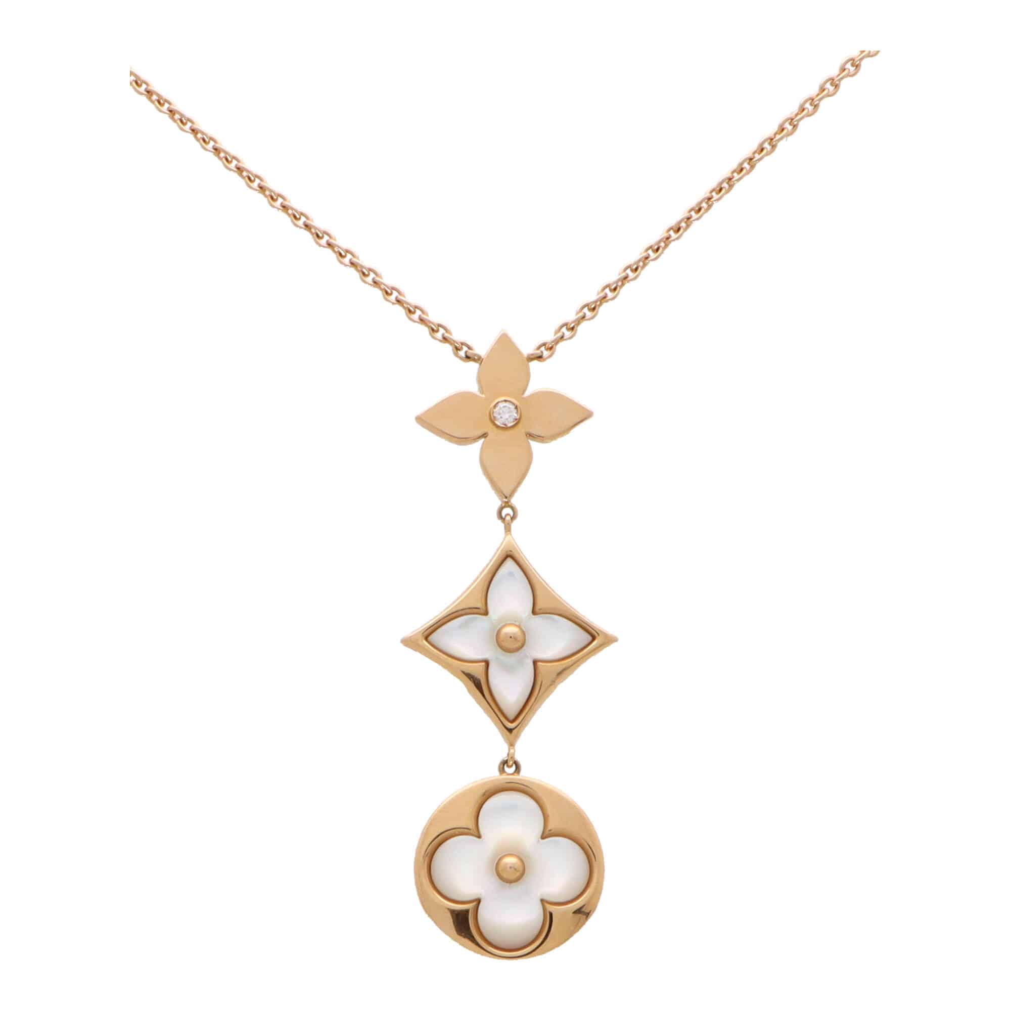 Color Blossom Necklace, Yellow Gold, White Mother-Of-Pearl And Diamonds -  Collections Q94466