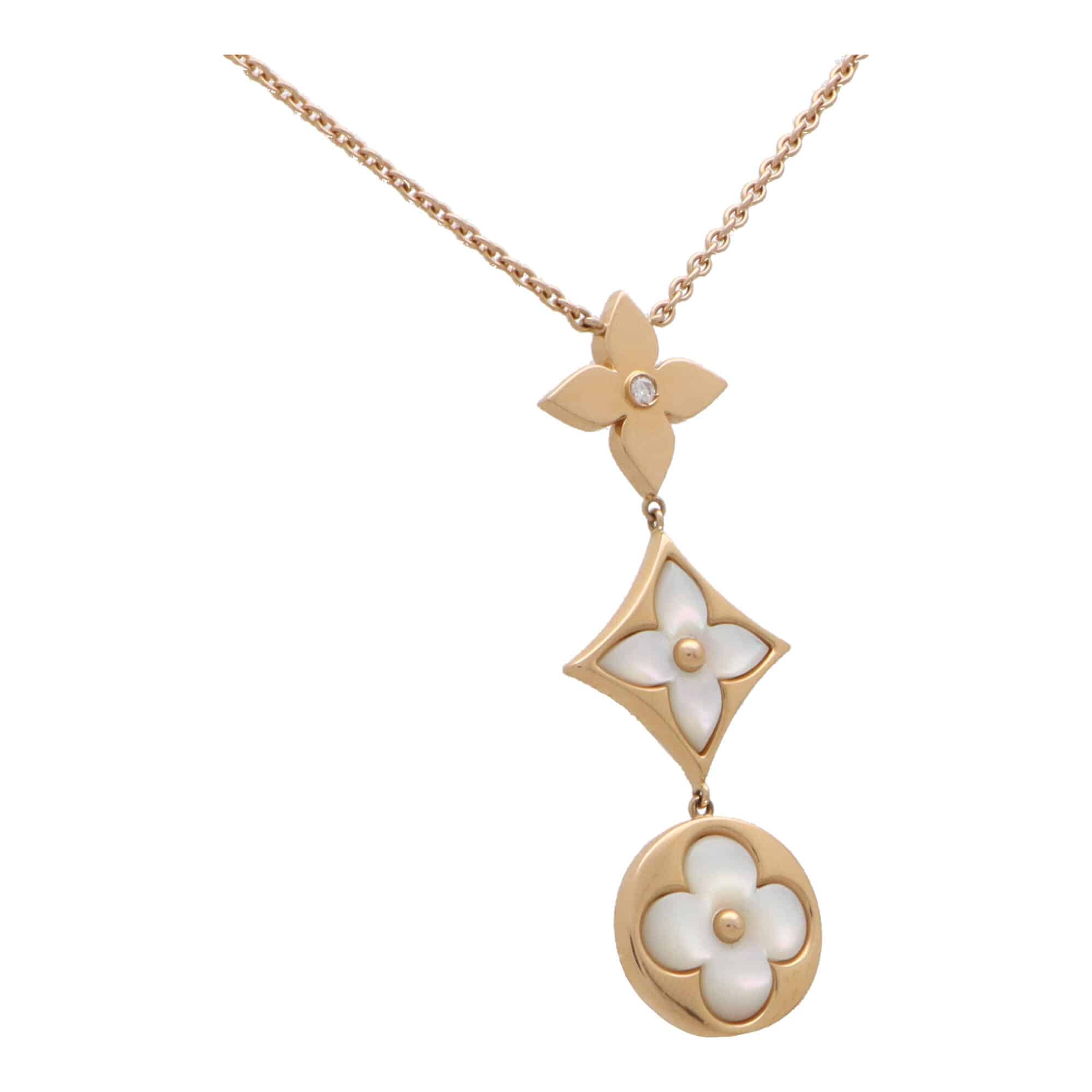 Color Blossom Necklace, Yellow Gold, White Mother-Of-Pearl And Diamonds -  Collections Q94466