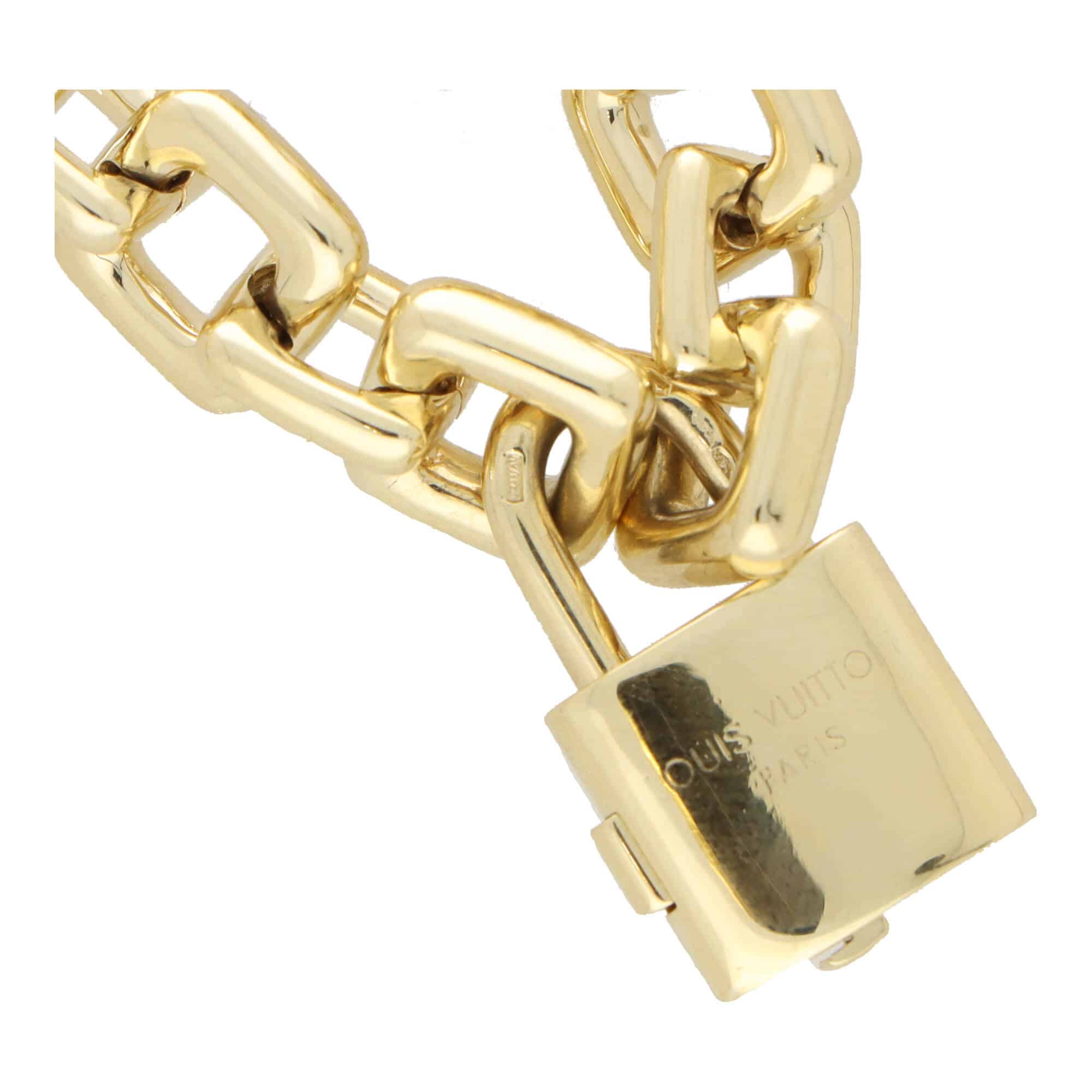 Louis Vuitton 18K White Gold Padlock & Square Link Bracelet 