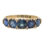 Late Victorian Sapphire and Diamond Five Stone Ring