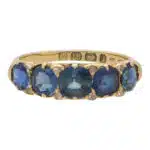 Late Victorian Sapphire and Diamond Five Stone Ring
