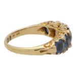 Late Victorian Sapphire and Diamond Five Stone Ring