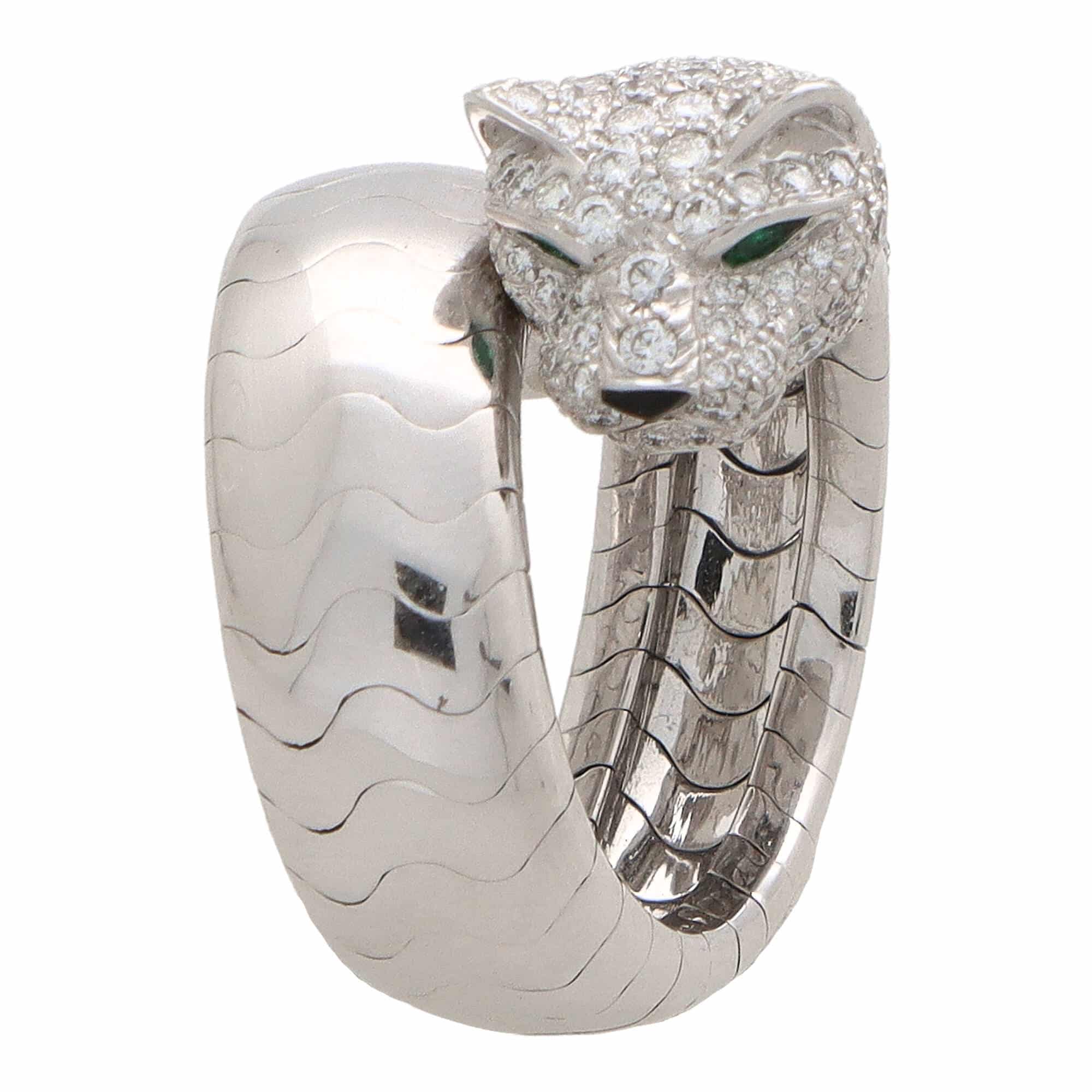 Panthère de Cartier Diamond 18K White Gold Ring – Bardys Estate Jewelry