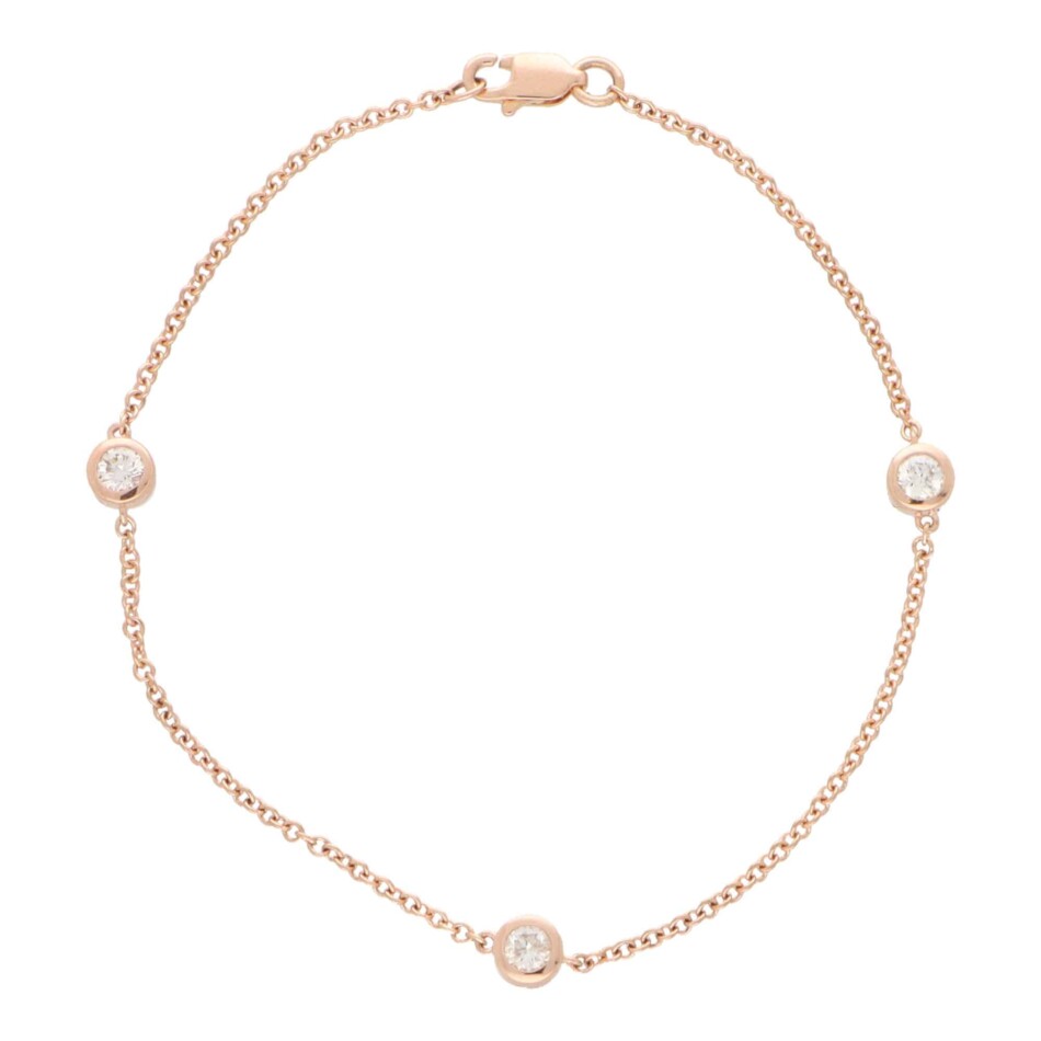 Contemporary Three Diamond Chain Link Bracelet