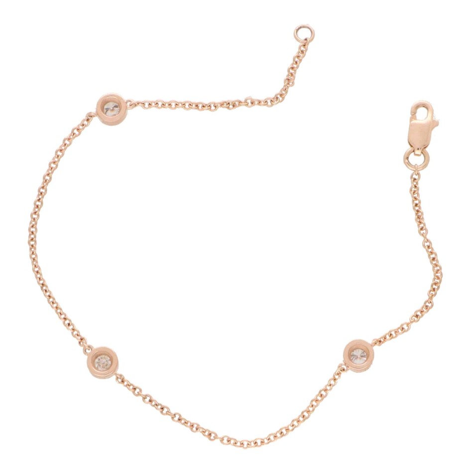Contemporary Three Diamond Chain Link Bracelet