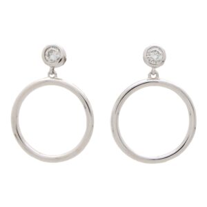 Contemporary Diamond Circle Drop Earrings