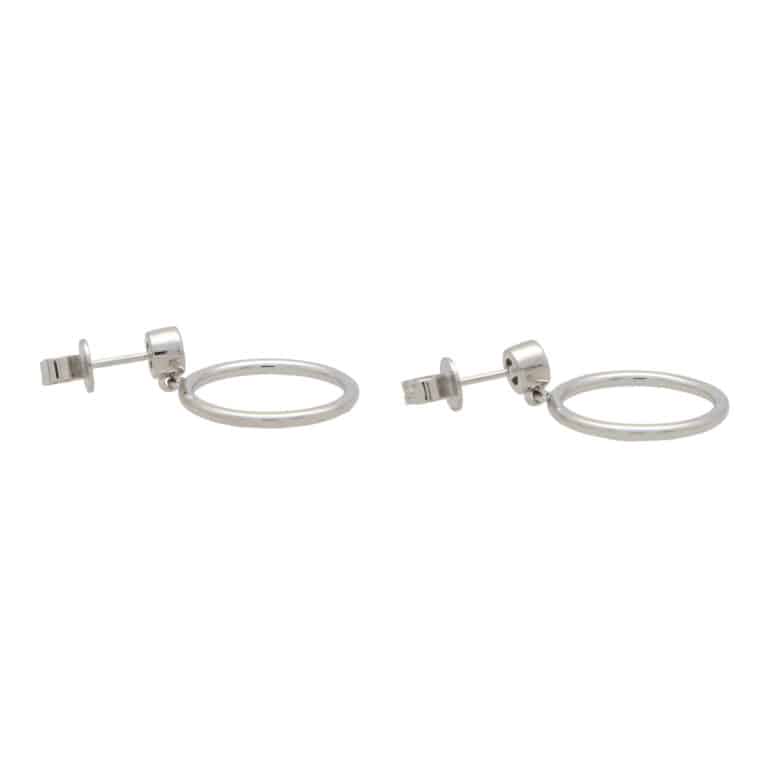 Contemporary Diamond Circle Drop Earrings