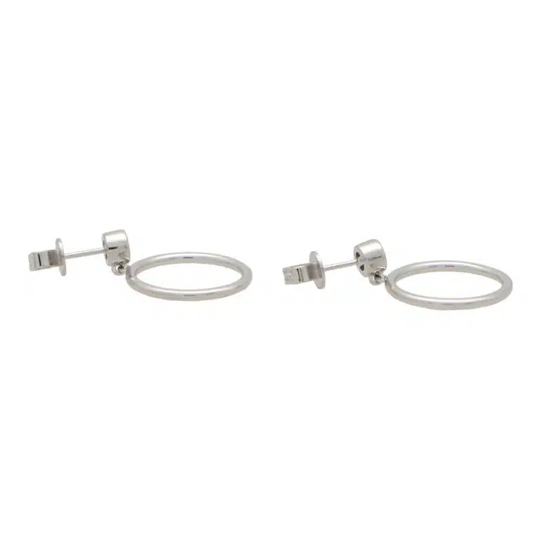 Contemporary Diamond Circle Drop Earrings