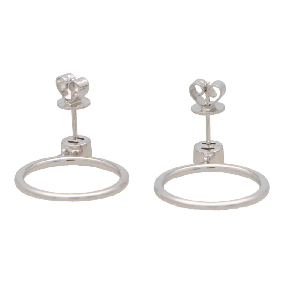 Contemporary Diamond Circle Drop Earrings
