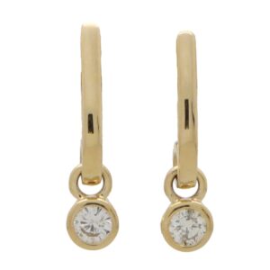 Contemporary Diamond Drop Half Hoop Earrings