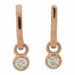 Diamond Drop Half Hoop Earrings in Rose Gold