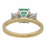 Contemporary Emerald and Asscher Cut Diamond Three Stone Ring