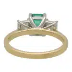 Contemporary Emerald and Asscher Cut Diamond Three Stone Ring