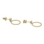 Contemporary Diamond Circle Drop Earrings in Yellow Gold